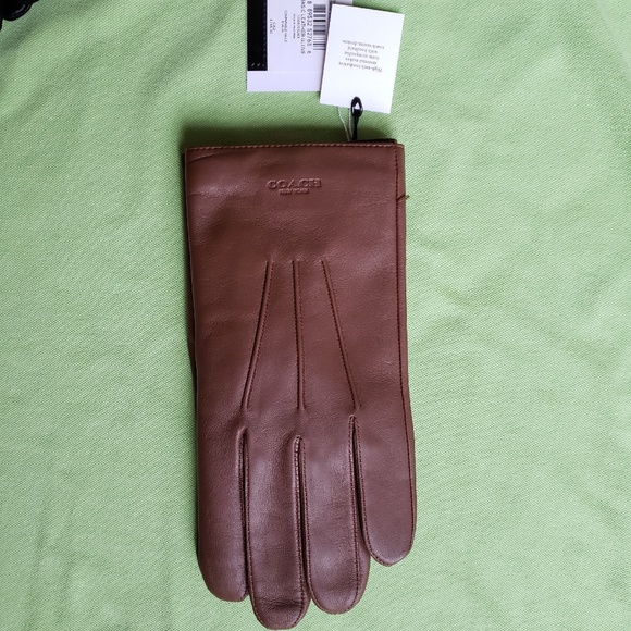 COACH MEN'S LEATHER GLOVES:NWT DARK SADDLE XL 54182 - Picture 8 of 10